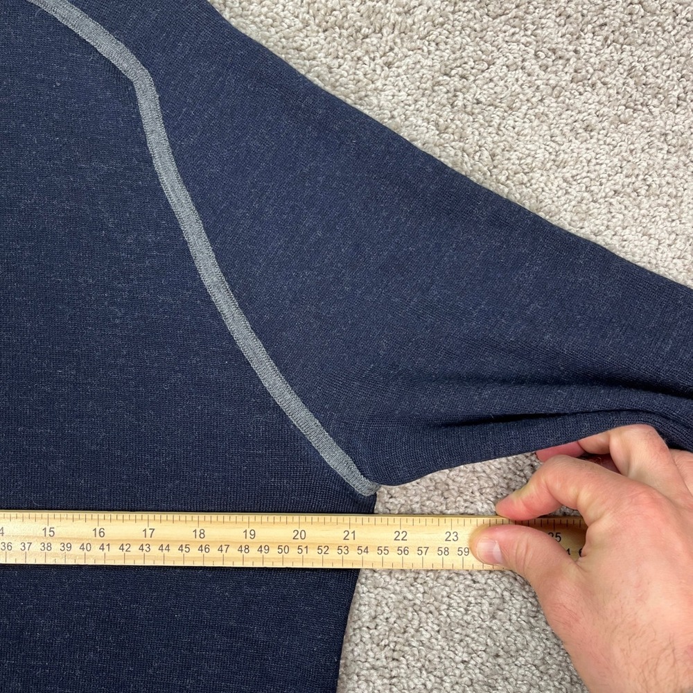 Smartwool 1/4 Zip Merino Wool Sweater Mens M Navy Blue Gray Long Sleeve EUC - Picture 7 of 9